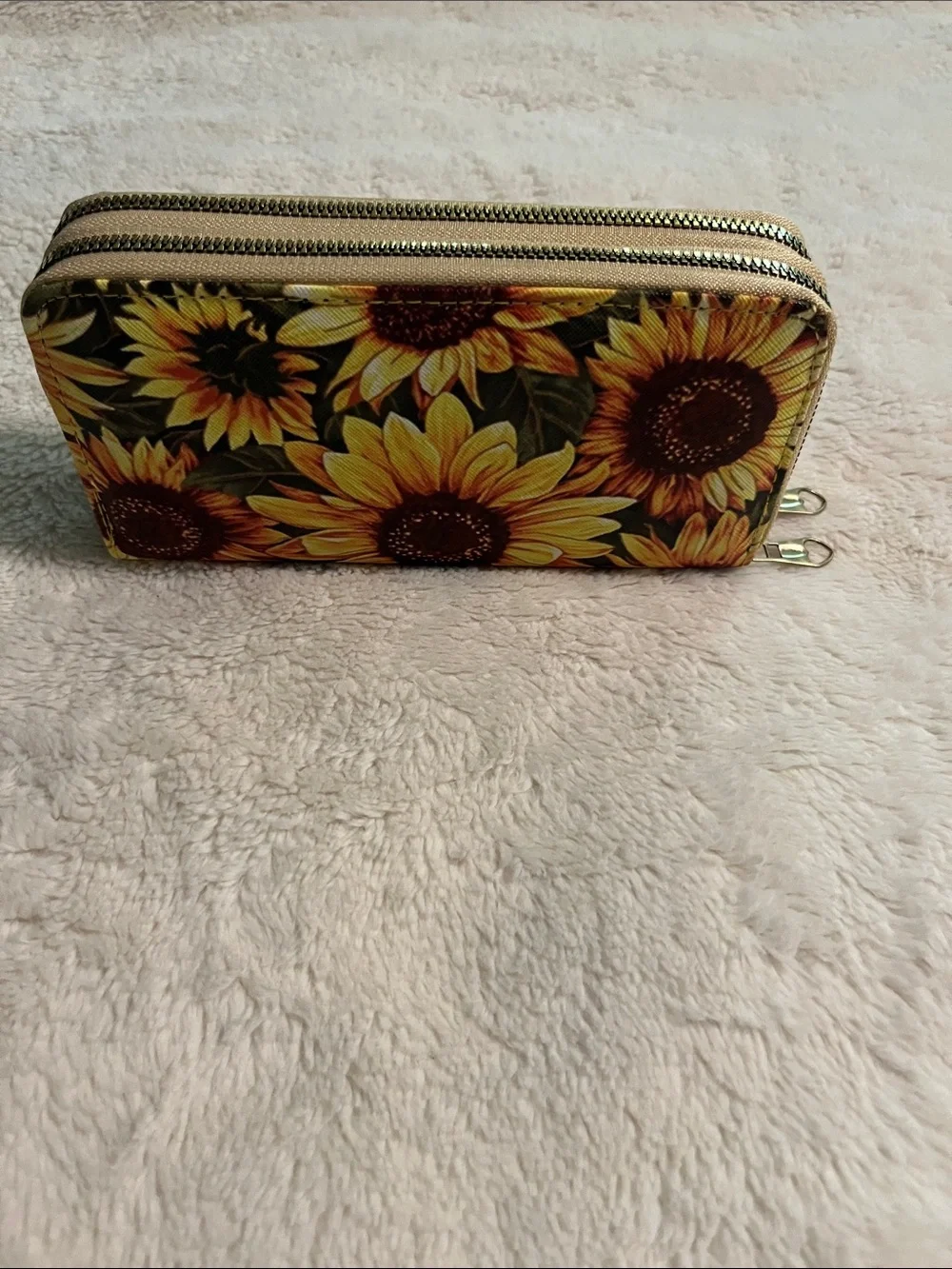 Sunflower Double-Zip Wallet - Yellow Floral
